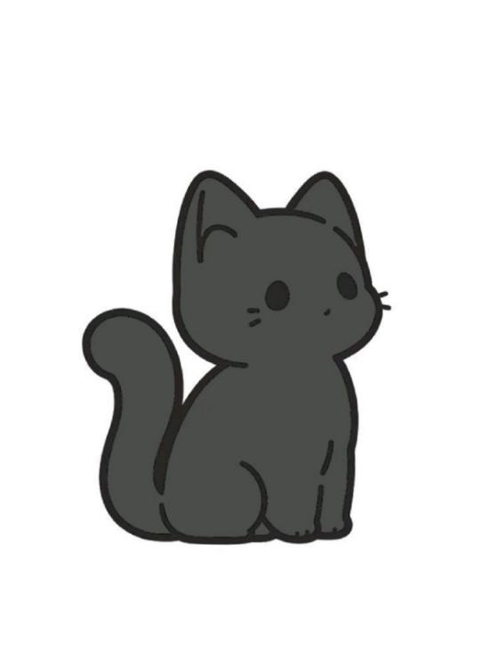 Милый черный котик в стиле чиби.