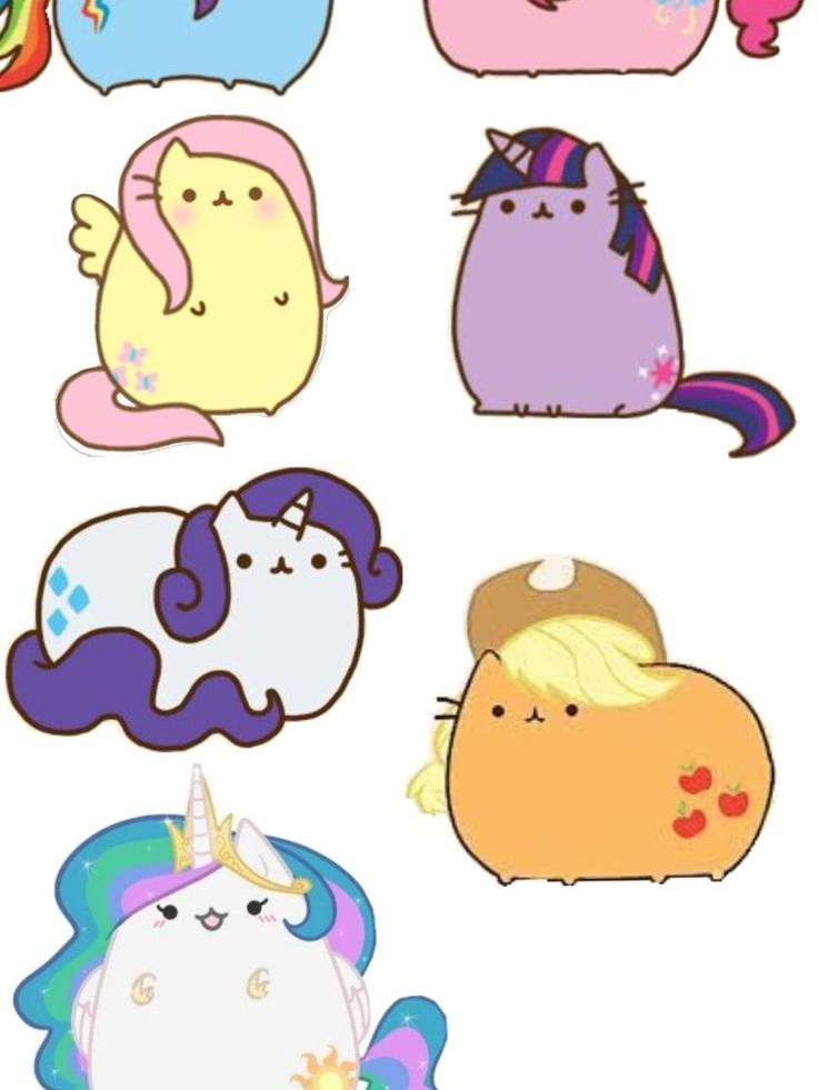 Милые котики в образах персонажей My Little Pony: Friendship is Magic. Pusheen-версии Флаттершай, Твайлайт Спаркл, Рэрити, Эпплджек и Принцессы Селестии.