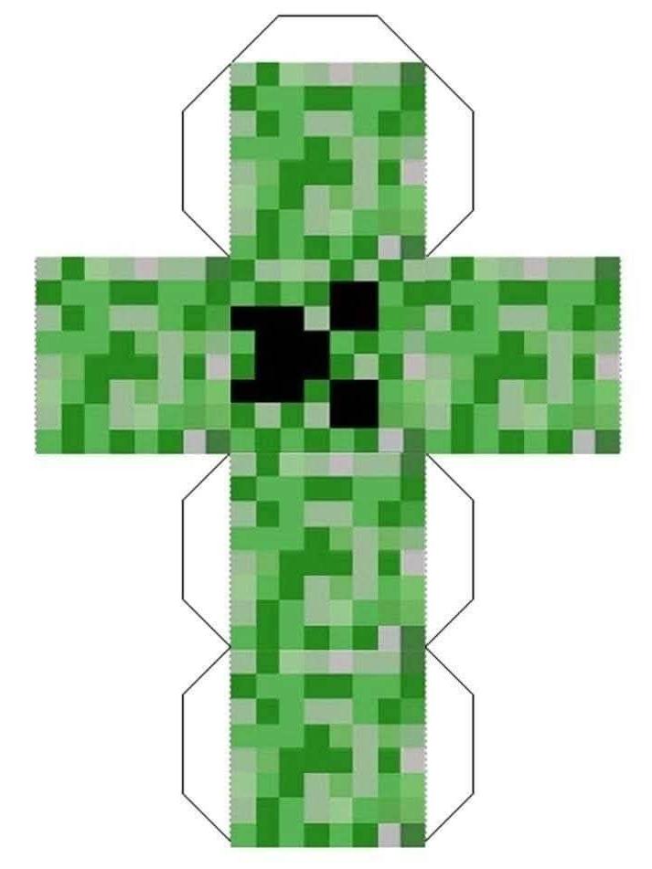 Развертка бумажной модели Крипера из игры Minecraft.