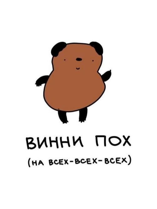 Милый медвежонок с надписью "Винни пох (на всех-всех-всех)".