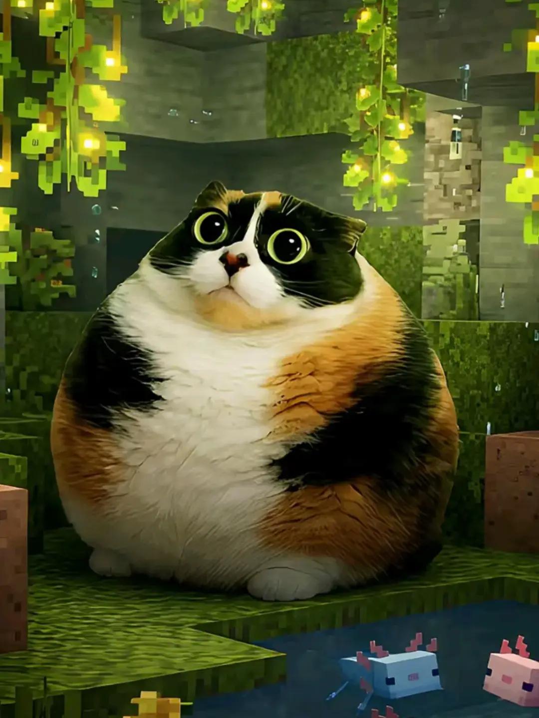 Забавный кот в мире Minecraft