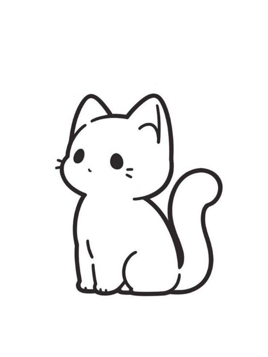 Милый нарисованный котенок в стиле чиби.