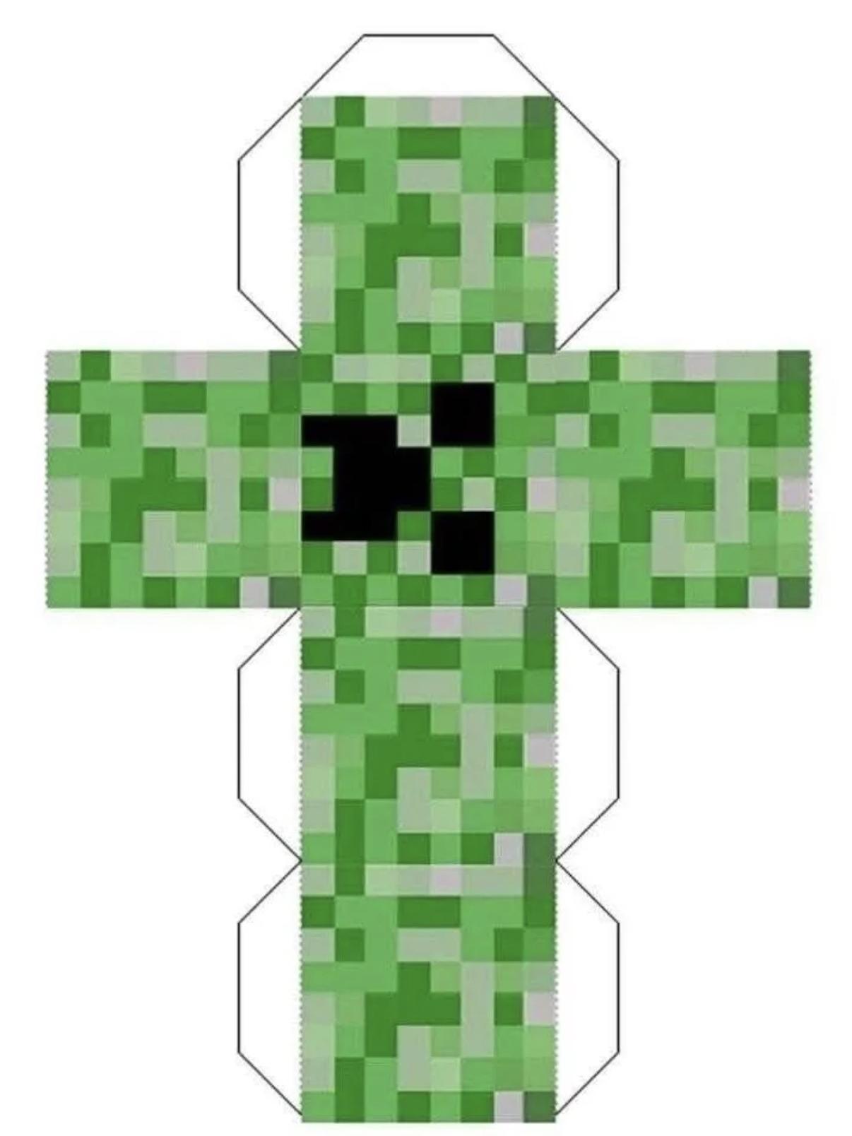 Развертка для создания бумажной модели Крипера из игры Minecraft.