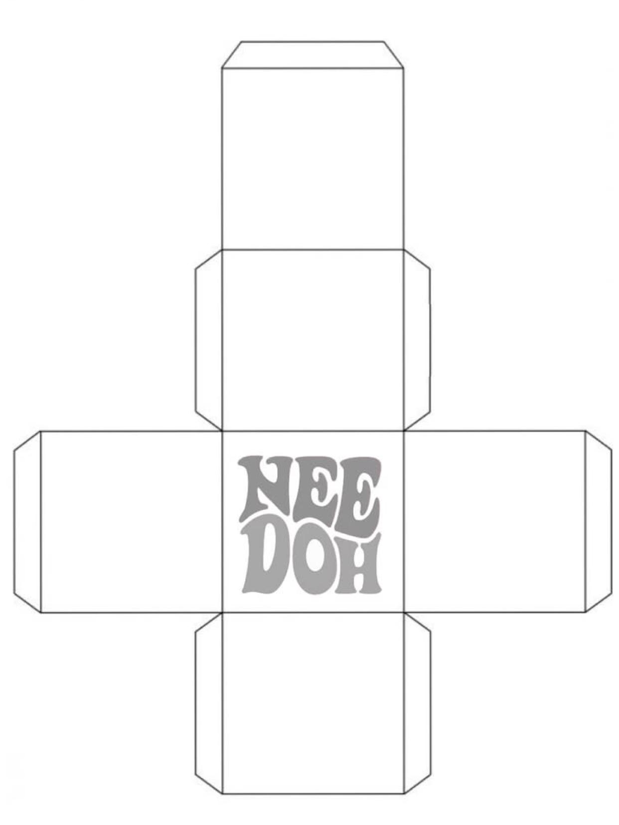 Развертка коробки с надписью 'NEE DOH'.