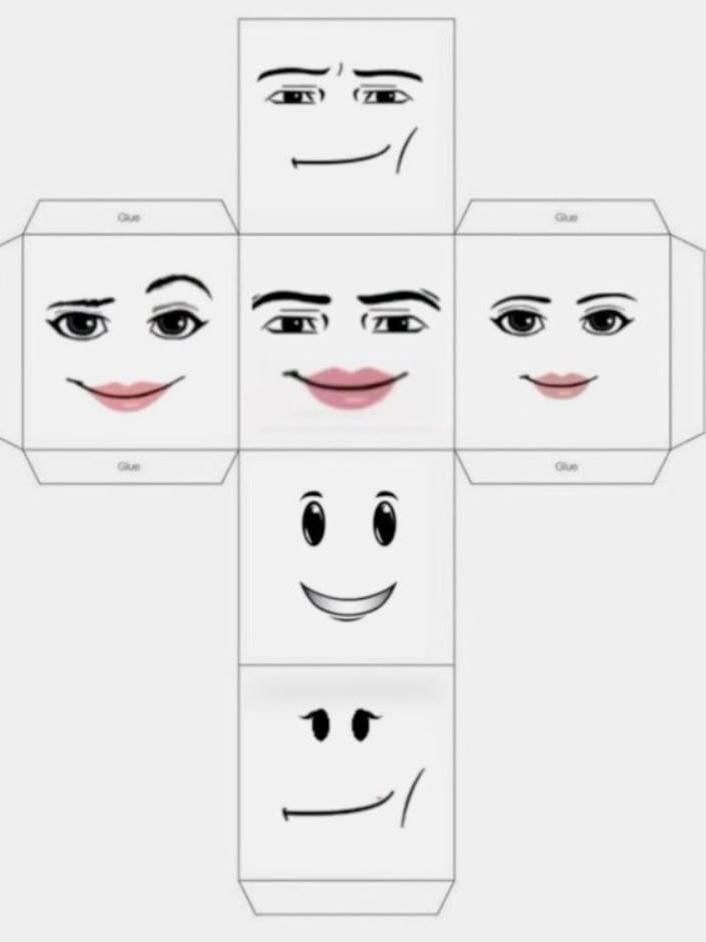 Развертка куба с лицами из игры Roblox.